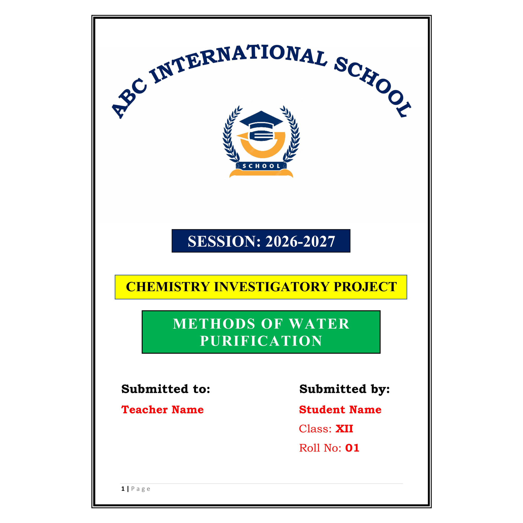 Methods of Water Purification Project PDF
