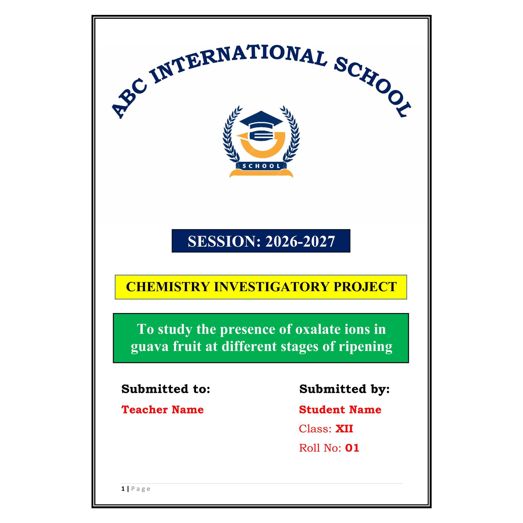 To Study the Presence of Oxalate Ions in Guava Project PDF