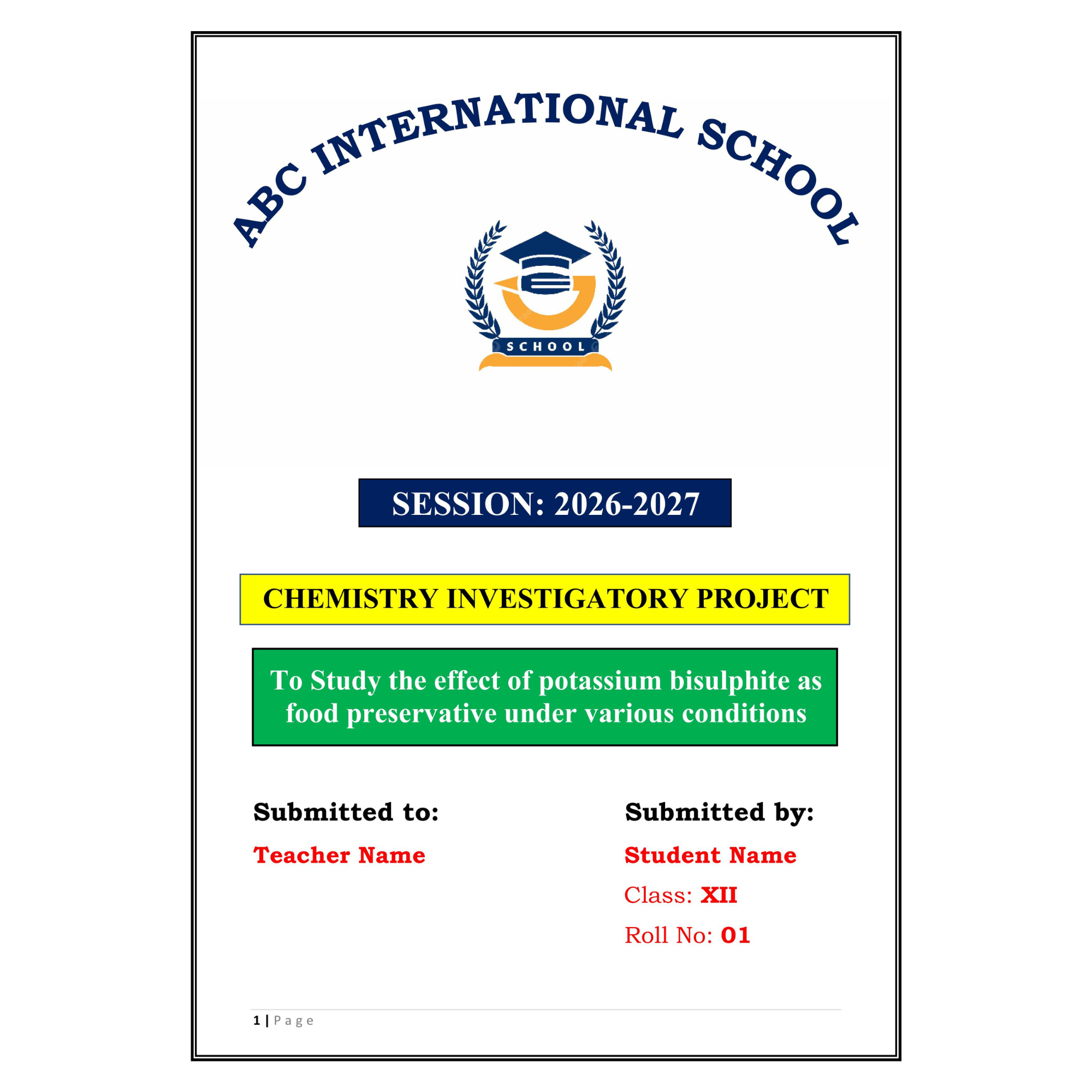 To Study the Effect of Potassium Bisulphite as Food Preservative Project PDF