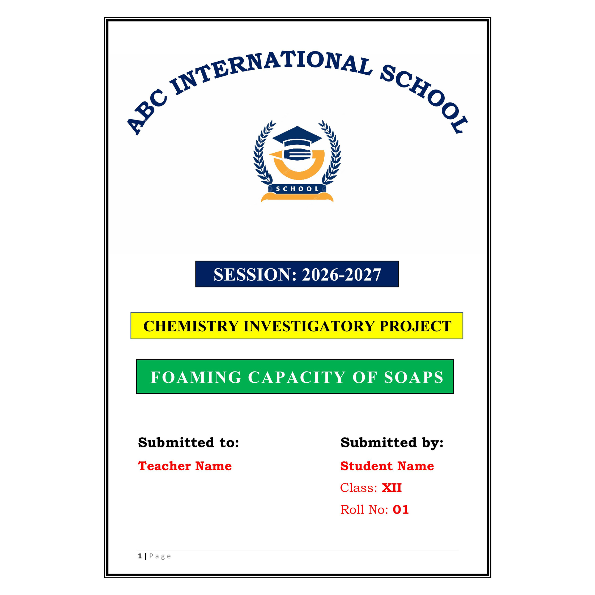 Foaming Capacity of Soap Project PDF