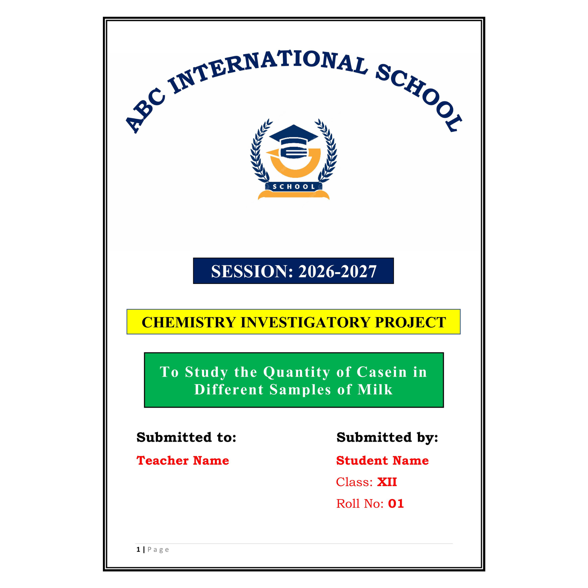 To Study the Quantity of Casein in Different Samples of Milk Project PDF