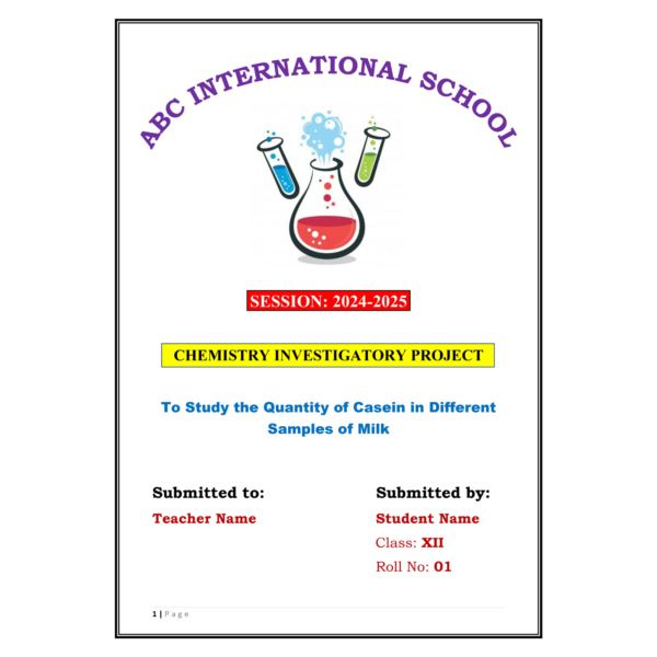 To Study the Quantity of Casein in Different Samples of Milk Project PDF