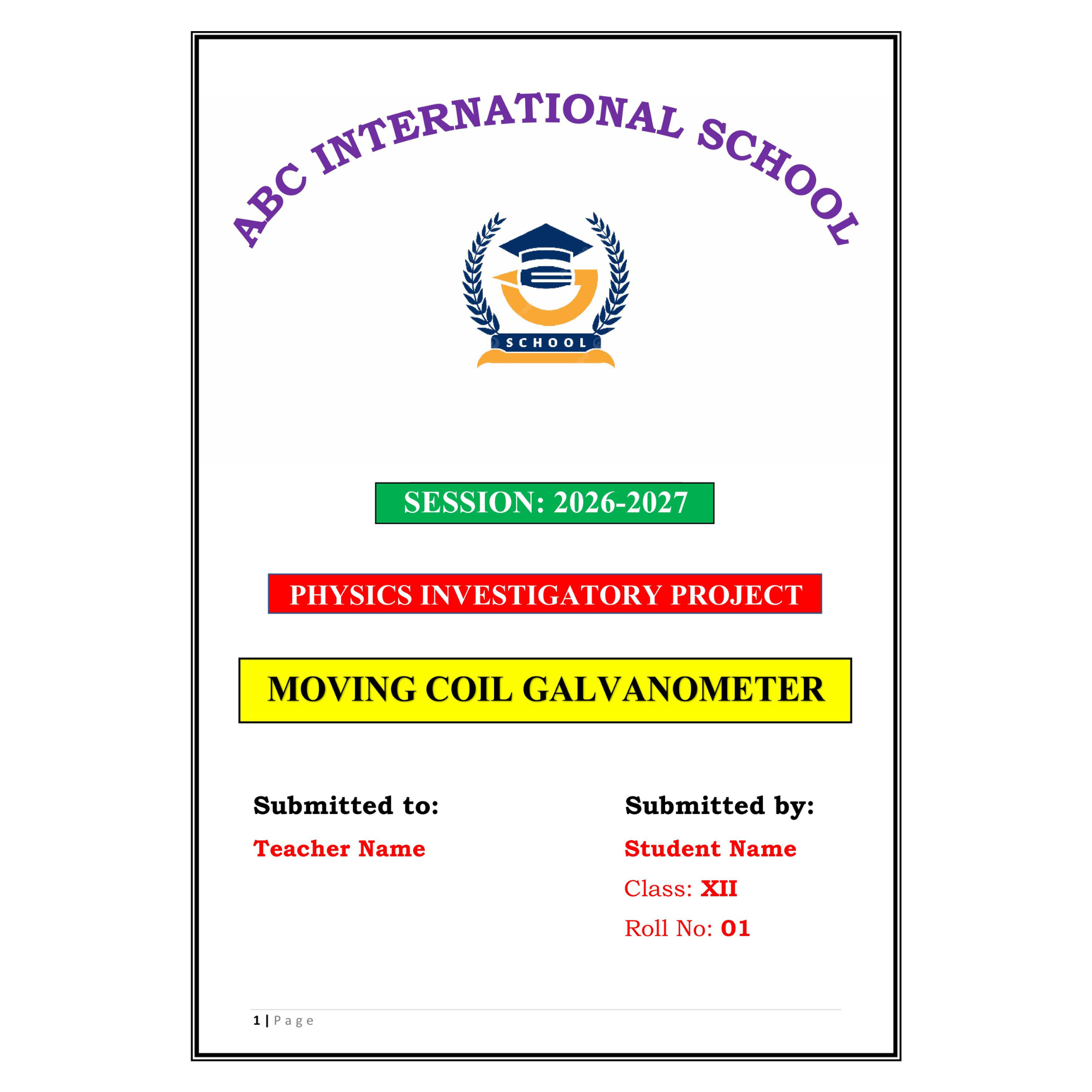 Moving Coil Galvanometer Project PDF