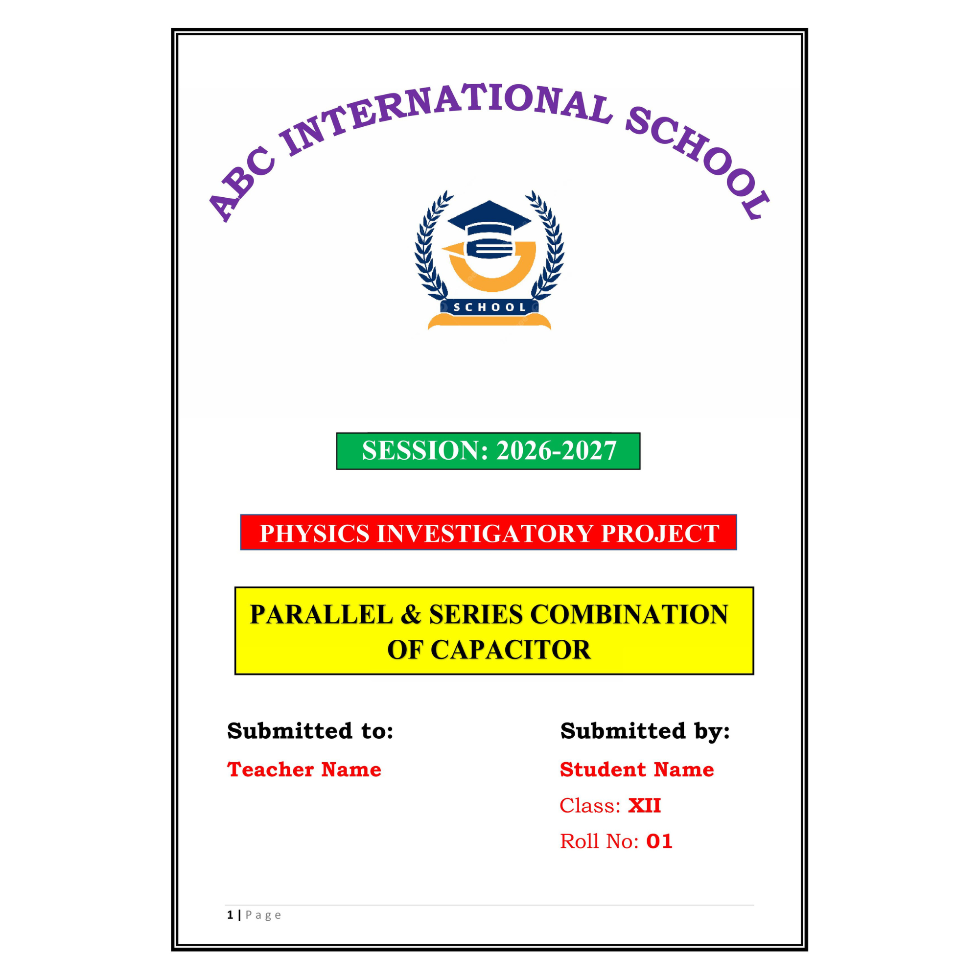 Parallel and Series Combination of Capacitor Project PDF
