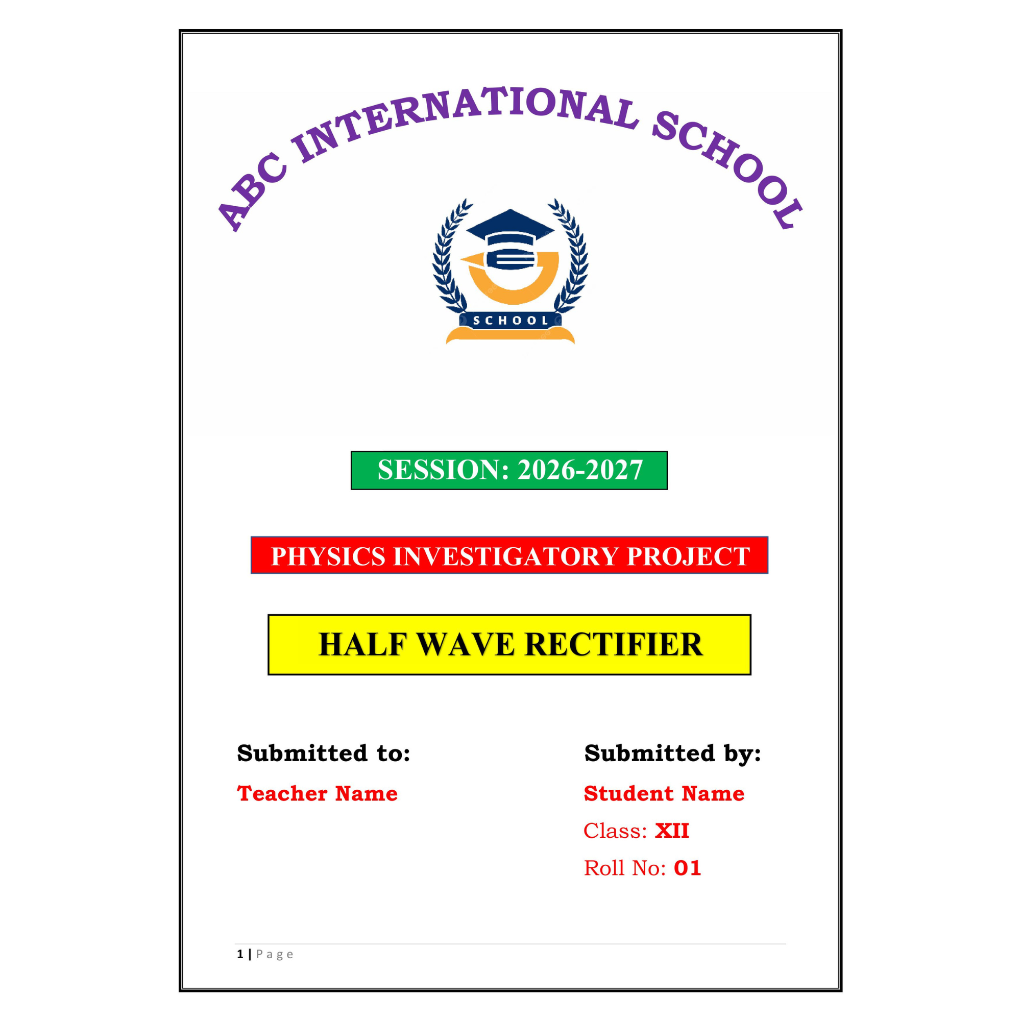 Half Wave Rectifier Project PDF